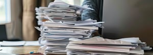 Stack of invoices on an office desk